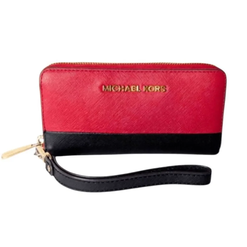 MICHAEL KORS Jet Set Saffiano Leather Wallet Wristlet